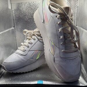 Reebok White Sneakers with Iridescent Details